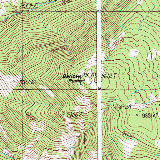 Topographic Map of Barlow Peak, WY
