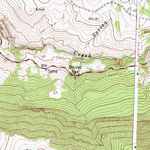 Topographic Map of Barrel Spring, WY