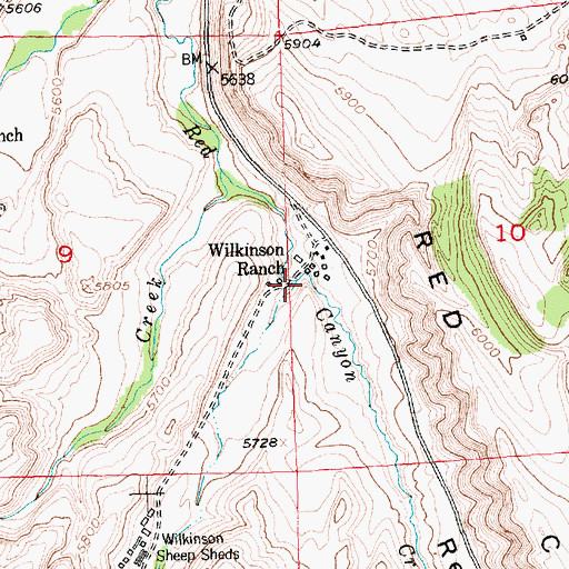 Topographic Map of Barrett Creek, WY