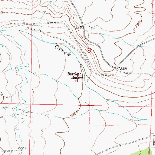 Topographic Map of Bartlett Ranch, WY