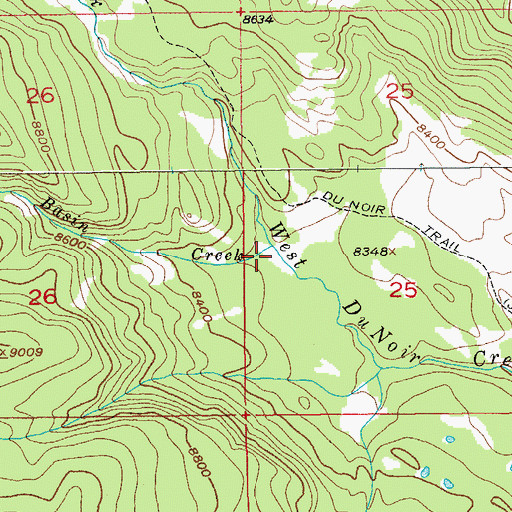Topographic Map of Basin Creek, WY