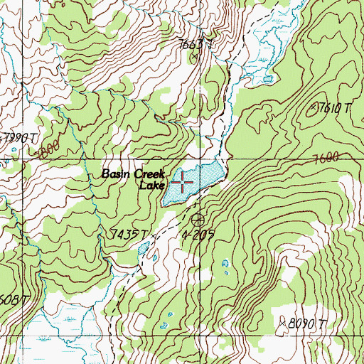 Topographic Map of Basin Creek Lake, WY
