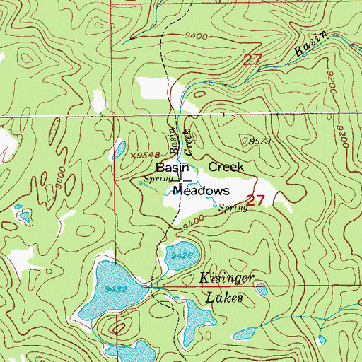 Topographic Map of Basin Creek Meadows, WY