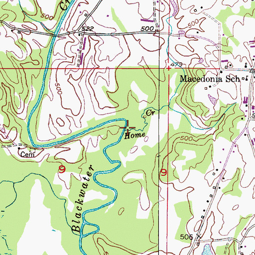 Topographic Map of Home Creek, AL