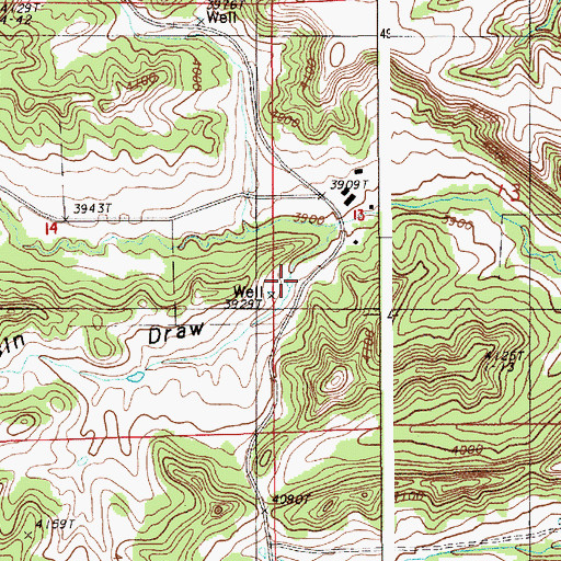 Topographic Map of Basin Draw, WY