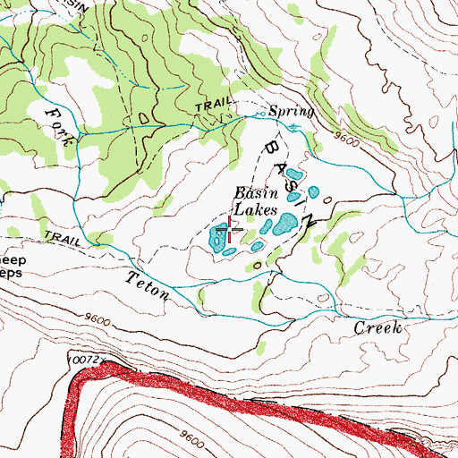 Topographic Map of Basin Lakes, WY