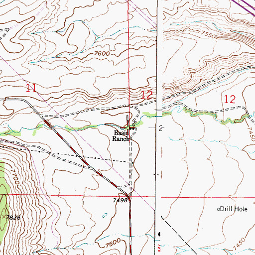 Topographic Map of Basin Ranch, WY