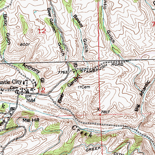 Topographic Map of Basket Gulch, WY