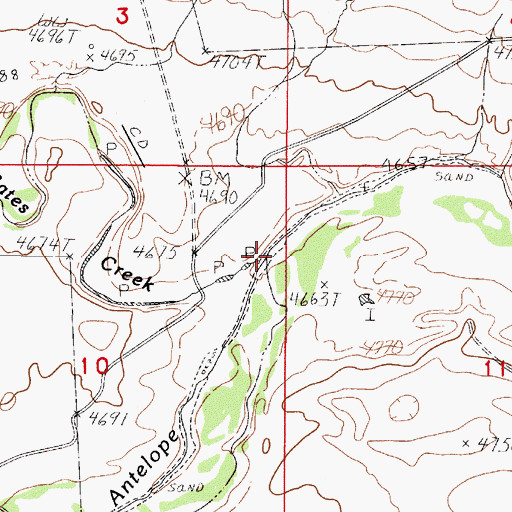 Topographic Map of Bates Creek, WY