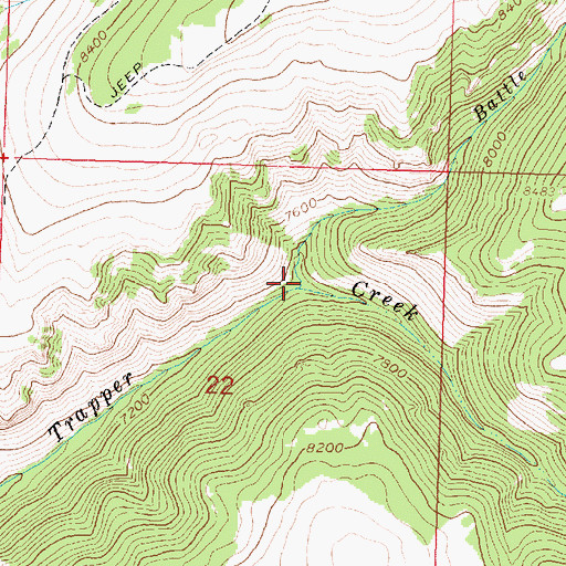 Topographic Map of Battle Creek, WY