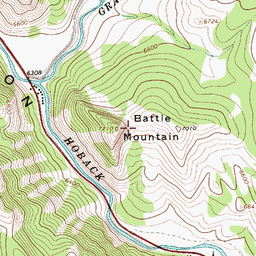 Topographic Map of Battle Mountain, WY