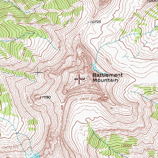 Topographic Map of Battlement Mountain, WY