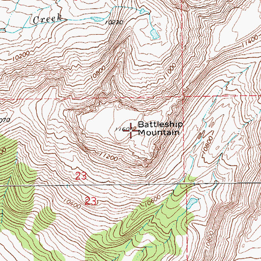 Topographic Map of Battleship Mountain, WY