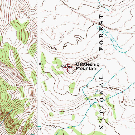 Topographic Map of Battleship Mountain, WY