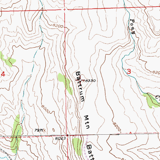 Topographic Map of Battrum Mountain, WY