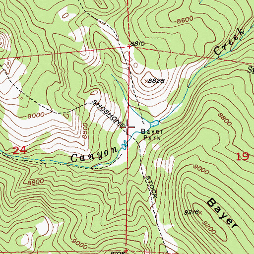 Topographic Map of Bayer Park, WY