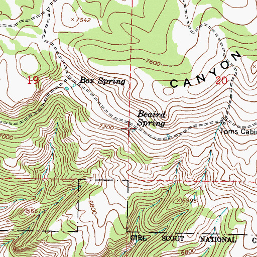 Topographic Map of Beaird Spring, WY