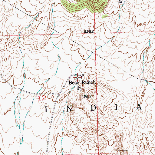Topographic Map of Bean Ranch, WY