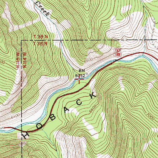 Topographic Map of Bear Creek, WY