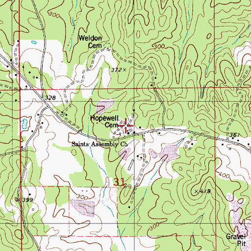 Topographic Map of Hopewell Cemetery, AL