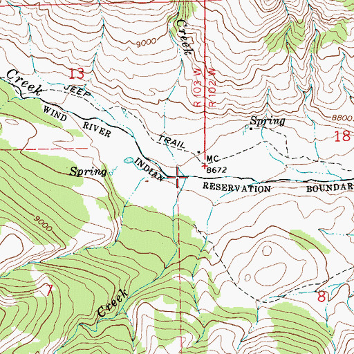 Topographic Map of Bear Creek, WY