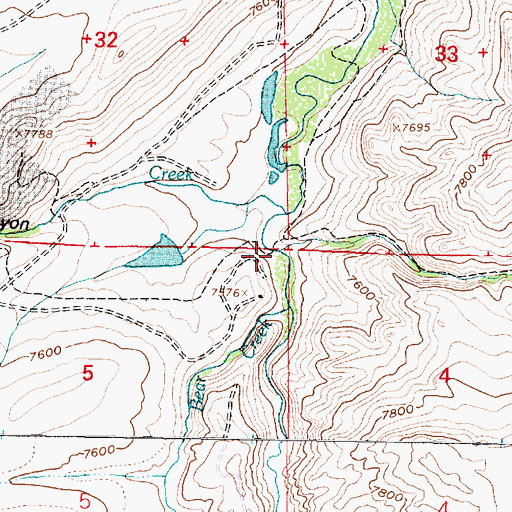 Topographic Map of Bear Creek, WY