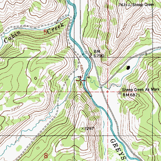 Topographic Map of Bear Creek, WY