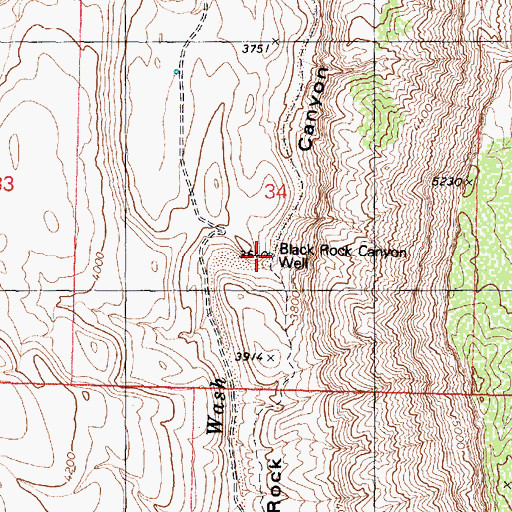 Topographic Map of Black Rock Canyon Well, AZ