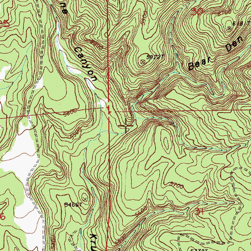 Topographic Map of Bear Den Canyon, WY