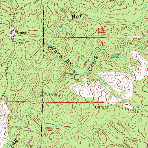 Topographic Map of Horn Branch, AL