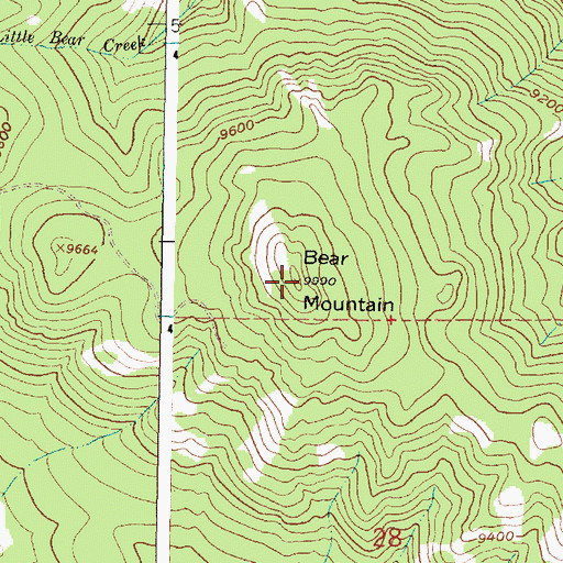 Topographic Map of Bear Mountain, WY