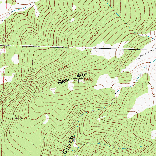 Topographic Map of Bear Mountain, WY