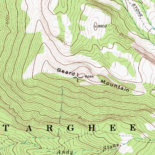 Topographic Map of Beard Mountain, WY