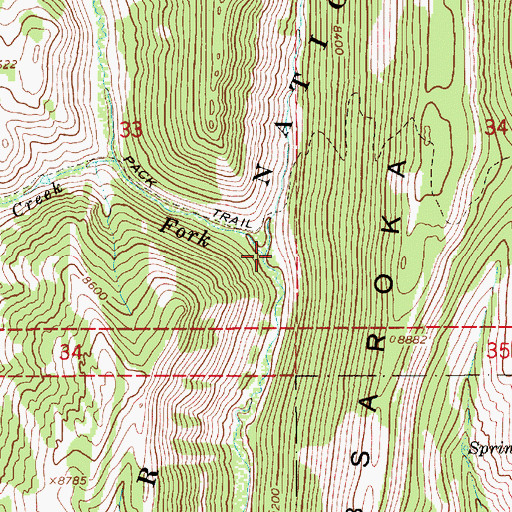 Topographic Map of Bearhole Creek, WY