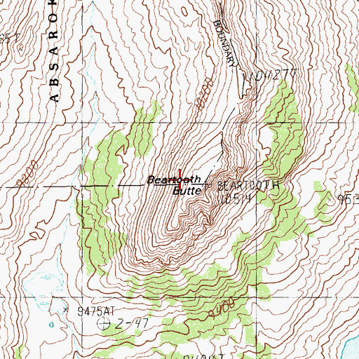 Topographic Map of Beartooth Butte, WY