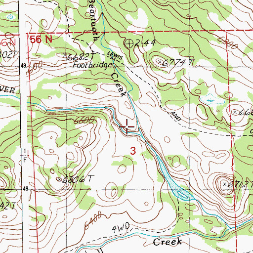 Topographic Map of Beartooth Creek, WY