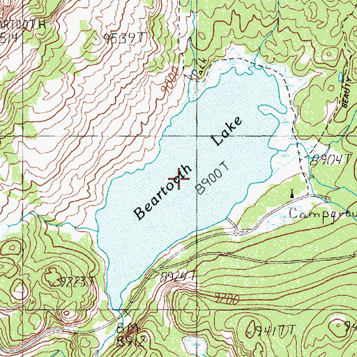 Topographic Map of Beartooth Lake, WY