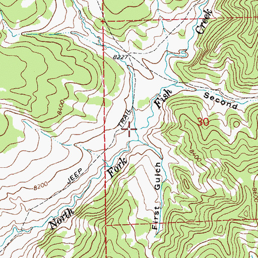 Topographic Map of Beauty Park Creek, WY