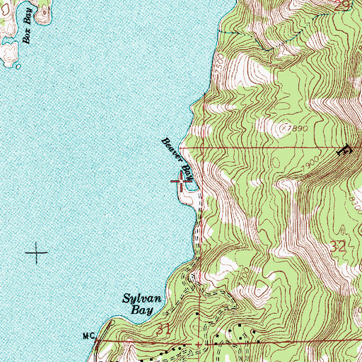 Topographic Map of Beaver Bay, WY