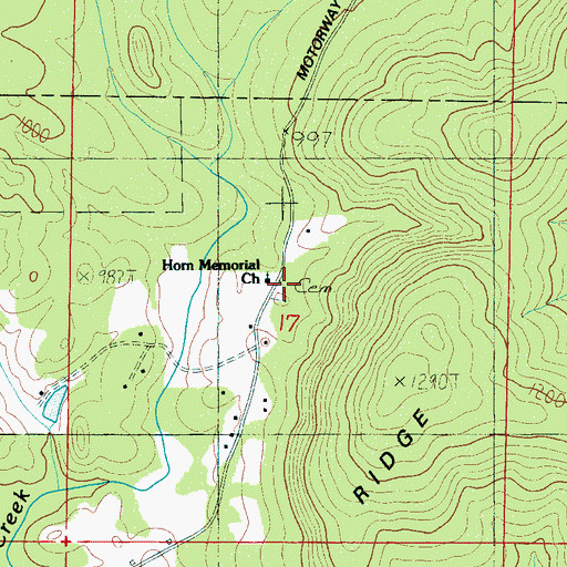 Topographic Map of Horn Memorial Church, AL