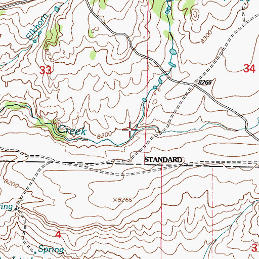 Topographic Map of Beaver Creek, WY