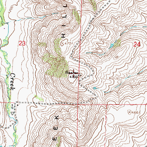 Topographic Map of Beaver Creek Hills, WY