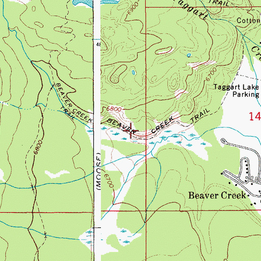 Topographic Map of Beaver Creek Trail, WY