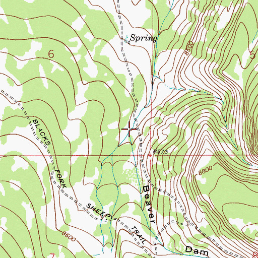 Topographic Map of Beaver Dam Hollow, WY