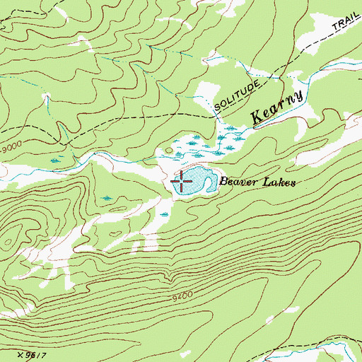 Topographic Map of Beaver Lakes, WY