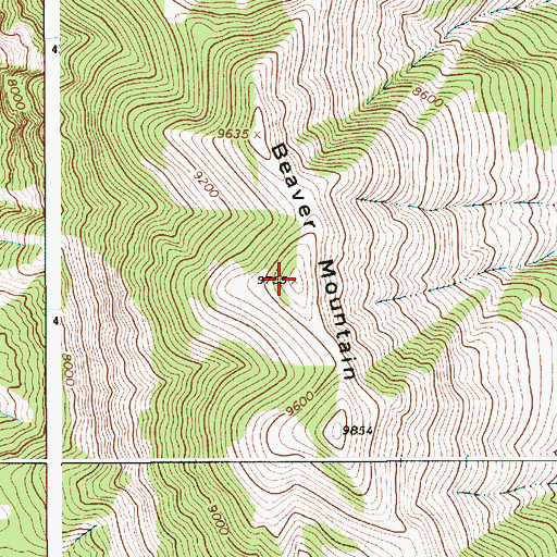 Topographic Map of Beaver Mountain, WY