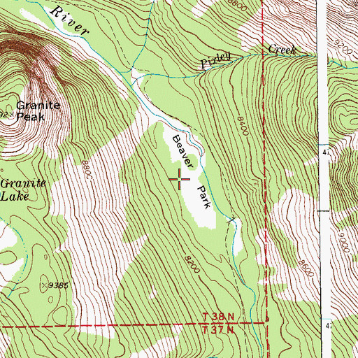 Topographic Map of Beaver Park, WY