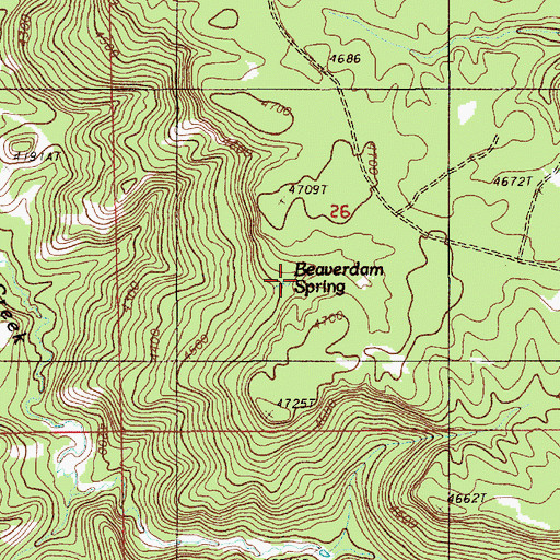 Topographic Map of Beaverdam Spring, WY