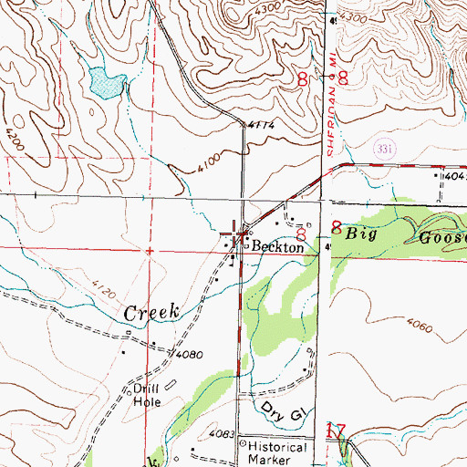 Topographic Map of Beckton, WY