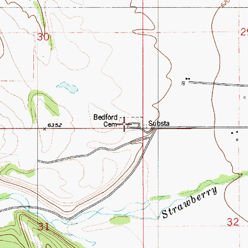 Topographic Map of Bedford Cemetery, WY